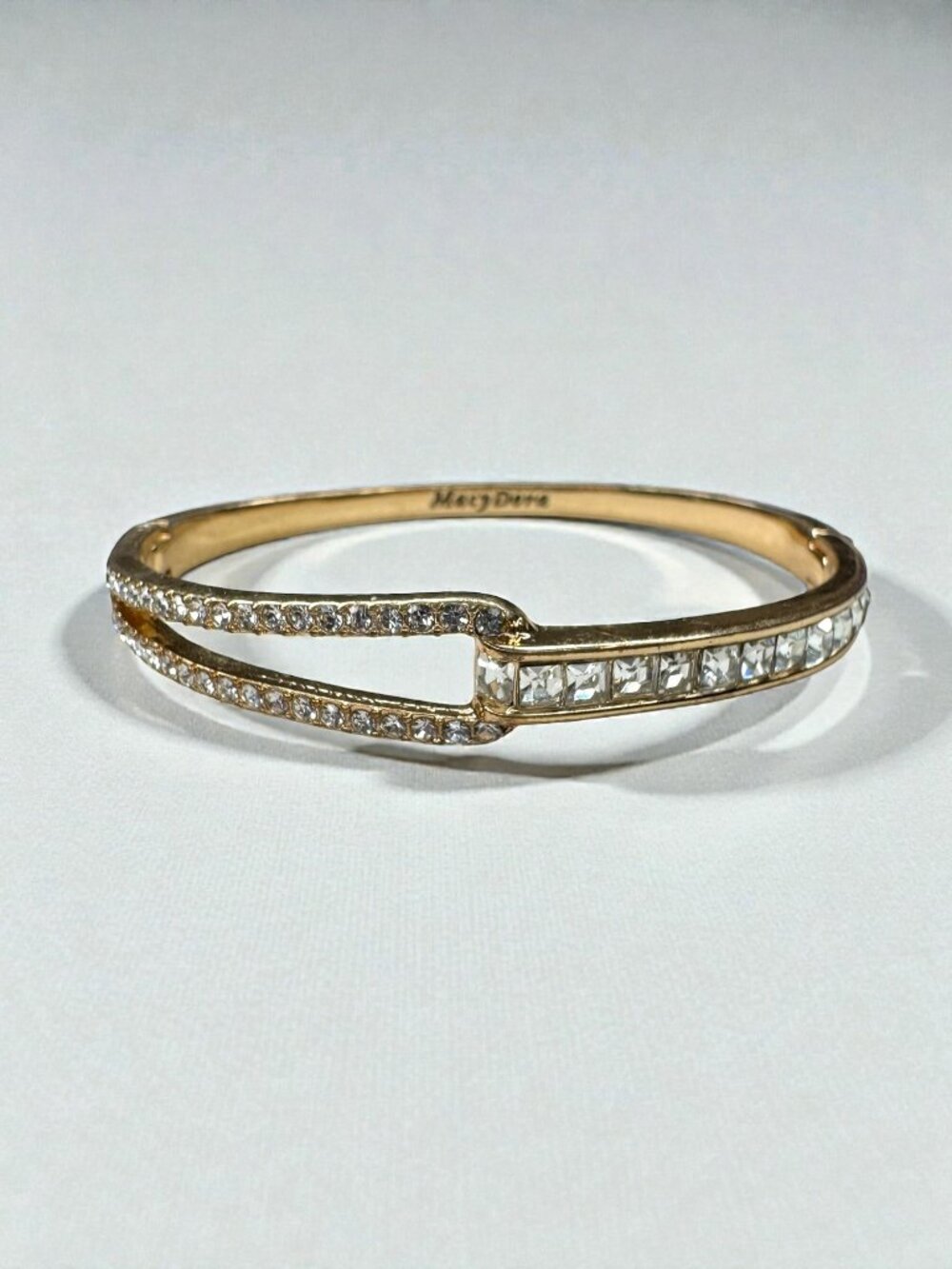 MacyDora Mia Crystal Bangle Bracelet Gold Tone Geometric Modern Contemporary